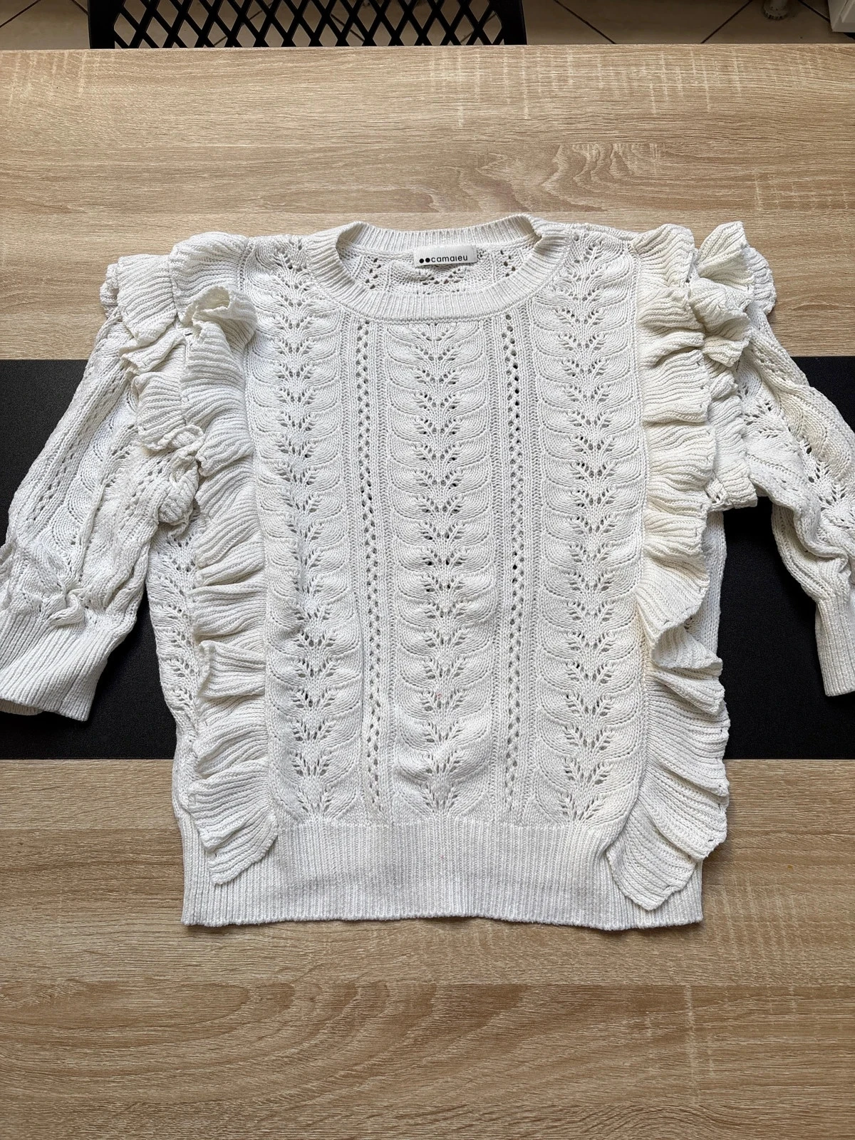 Pull ajourée manches 3/4 taille S
